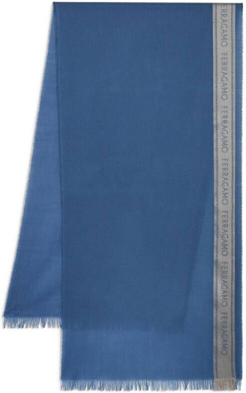 Ferragamo Sjaal met colourblocking Blauw
