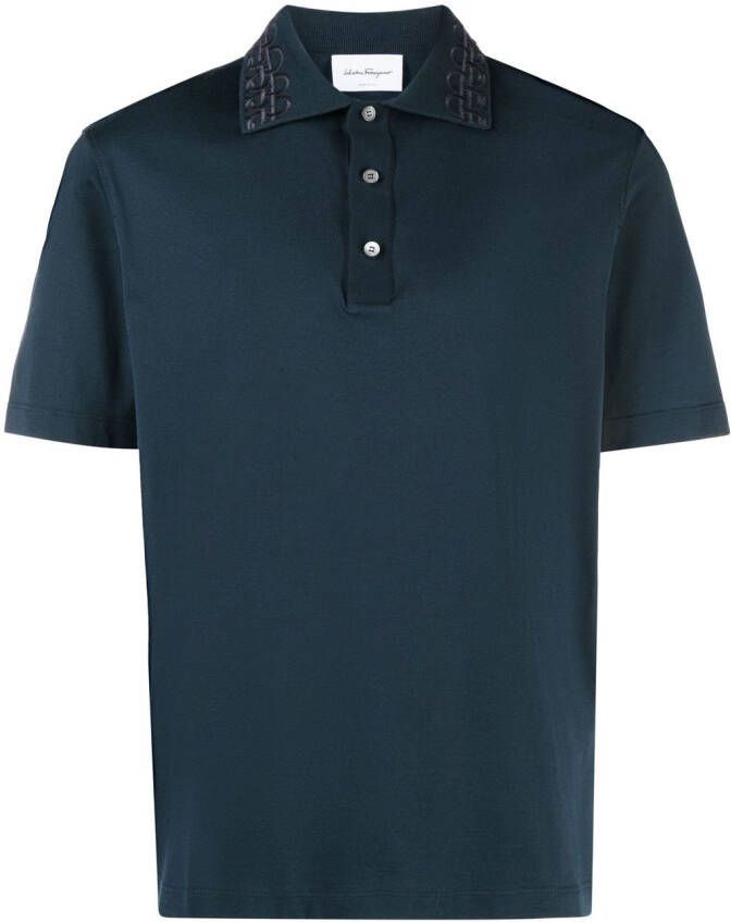 Ferragamo cotton short-sleeve polo shirt Blauw