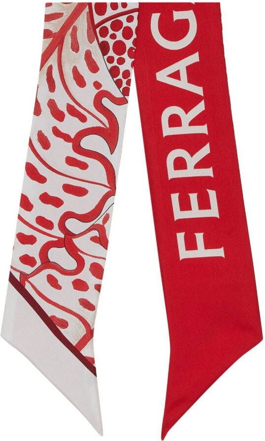 Ferragamo Zijden bandeau sjaal met print Rood