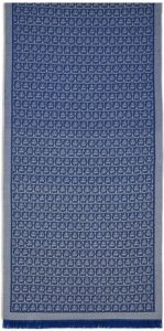 Ferragamo Gancini-jacquard wool scarf Blauw