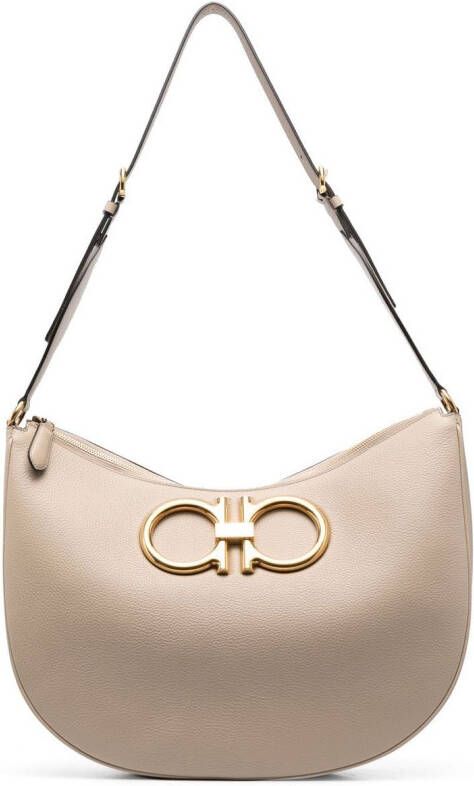 Ferragamo Gancini schoudertas met logo Beige
