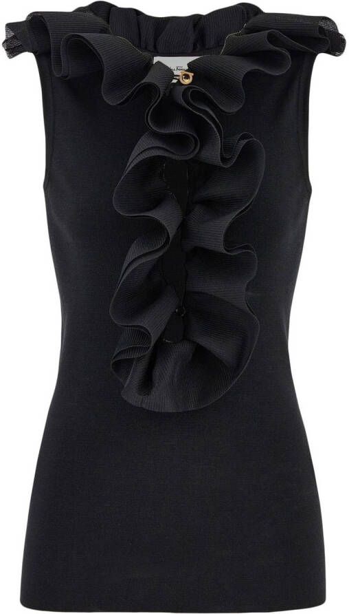 Ferragamo Gilet met ruche afwerking Zwart