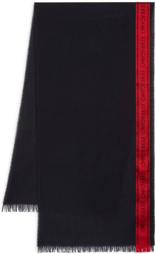 Ferragamo Sjaal met colourblocking Zwart