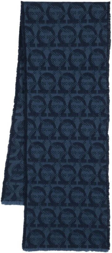 Ferragamo Sjaal met monogram jacquard Blauw