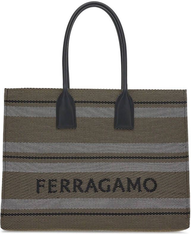 Ferragamo Shopper met jacquard Beige