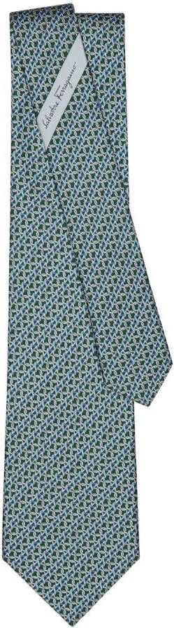 Ferragamo Stropdas met gancini-print Groen