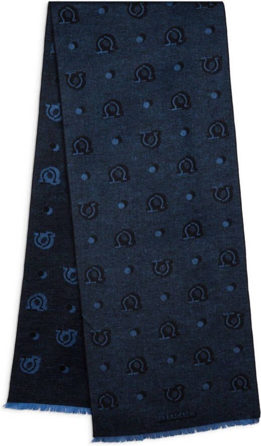 Ferragamo Stropdas met jacquard Blauw