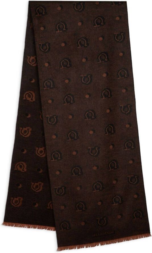 Ferragamo Stropdas met jacquard Bruin