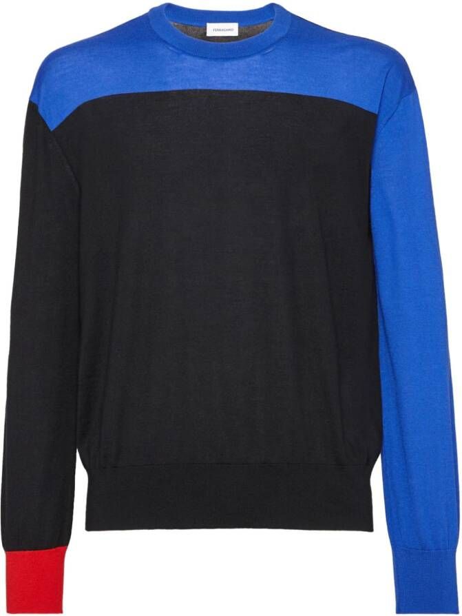 Ferragamo Trui met colourblocking Blauw