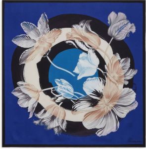 Ferragamo tulip-print silk scarf Blauw