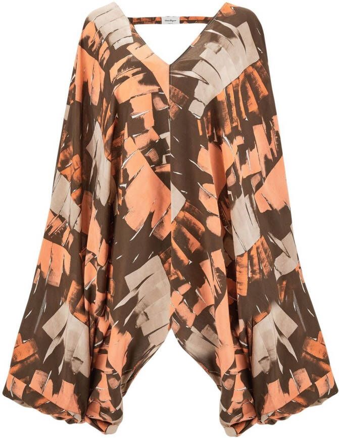 Ferragamo Wikkelrok met palmprint Oranje