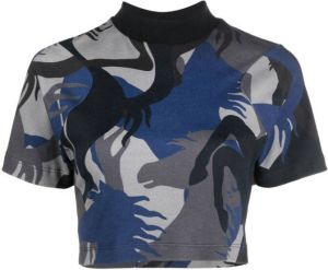 Ferrari camouflage-print cropped T-shirt Blauw