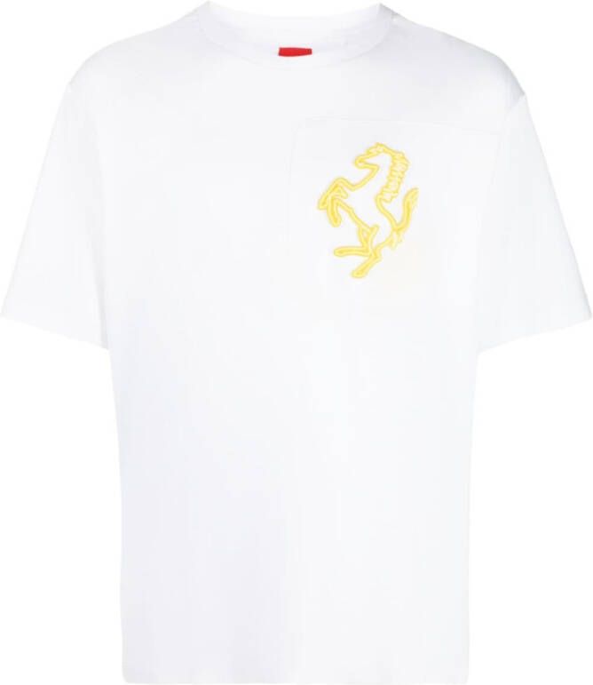 Ferrari T-shirt met geborduurd logo Wit