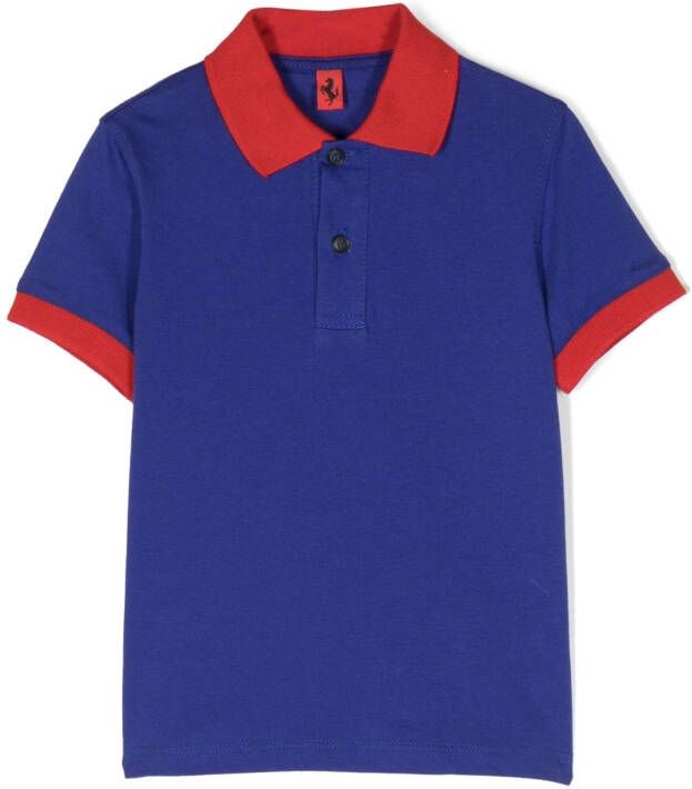 Ferrari Kids Poloshirt met geborduurd logo Blauw