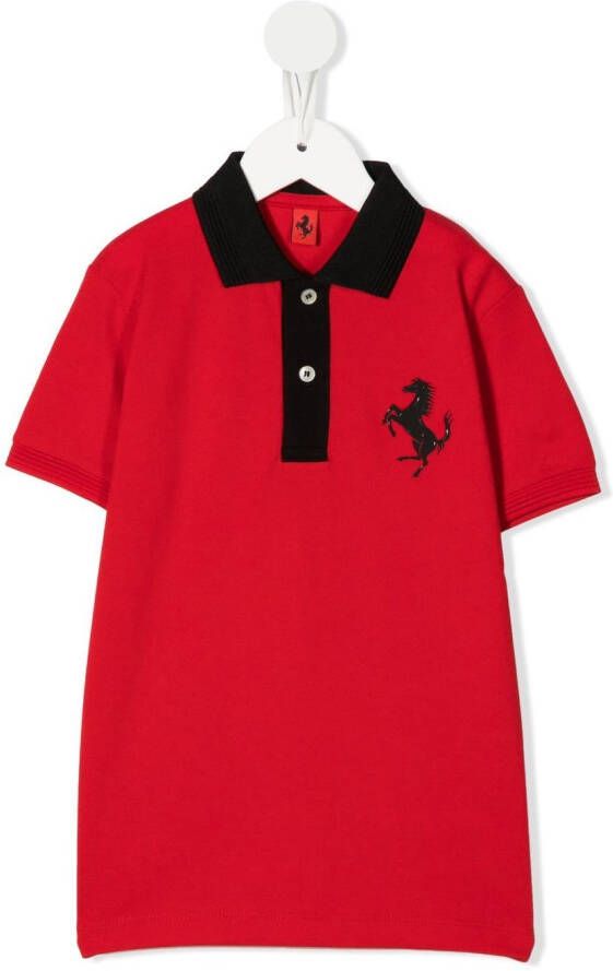 Ferrari Kids Poloshirt met logo-reliëf Rood