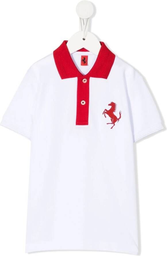 Ferrari Kids Poloshirt met logo-reliëf Wit