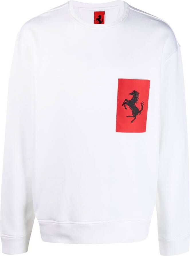 Ferrari Sweater met logoprint Wit