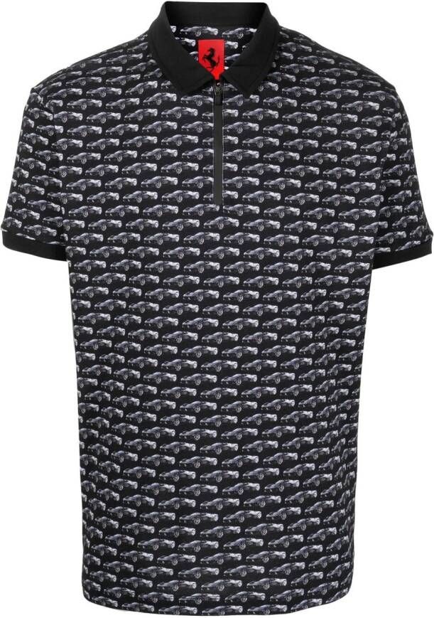 Ferrari Poloshirt met print Zwart