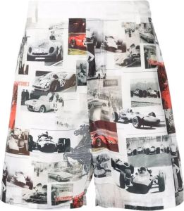 Ferrari Shorts met autoprint Wit