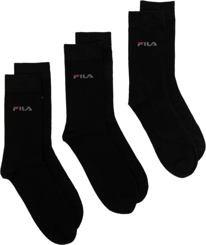 Fila Drie paar sokken met intarsia logo Zwart