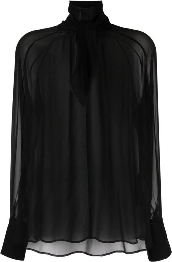 Filippa K georgette silk blouse Zwart