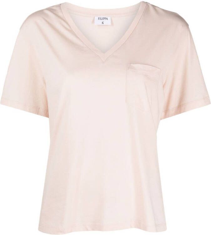Filippa K T-shirt met V-hals Roze