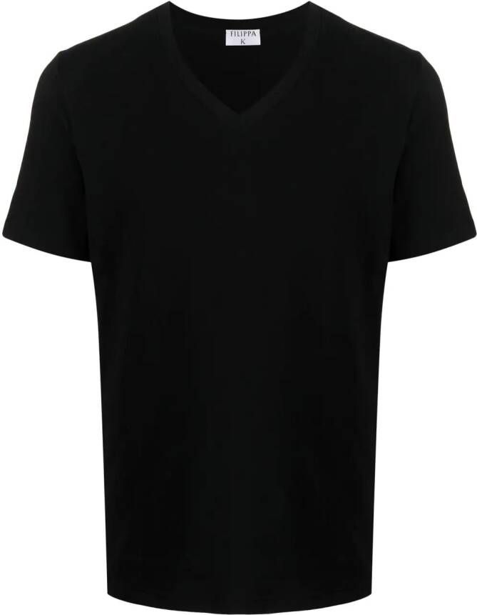 Filippa K T-shirt met V-hals Zwart