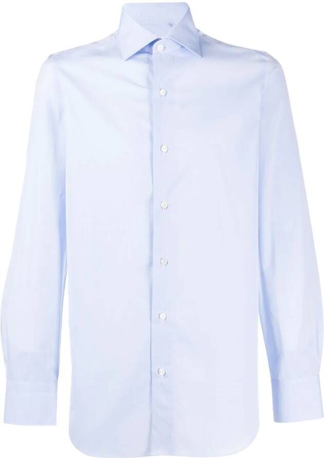 Finamore 1925 Napoli Getailleerd overhemd Blauw