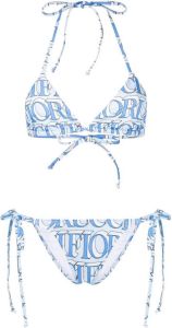 Fiorucci logo-print halterneck bikini Blauw