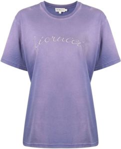 Fiorucci T-shirt met geborduurd logo Paars