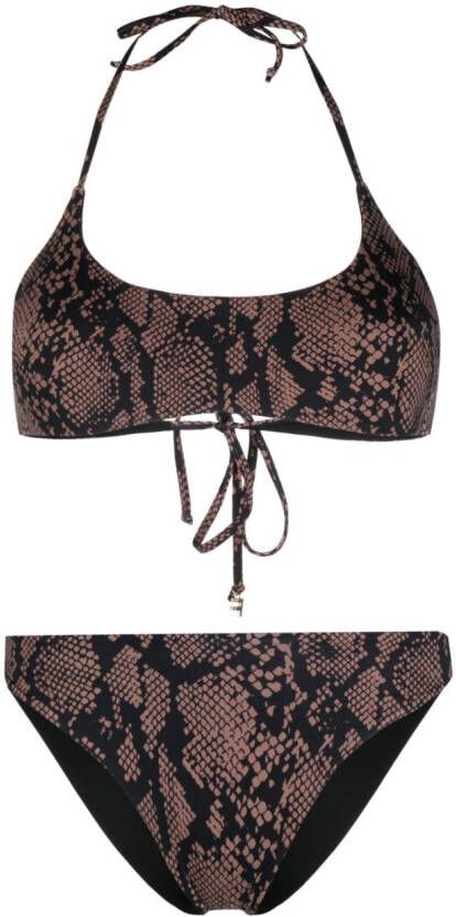 Fisico Bikini met slangenprint Zwart