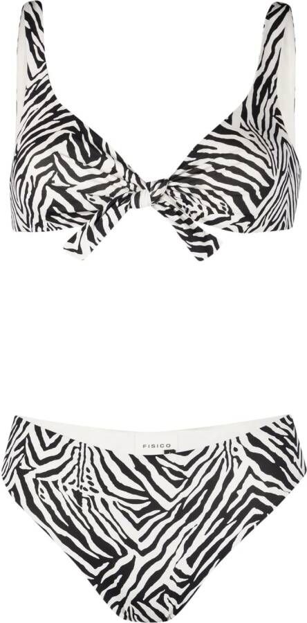Fisico Bikini met zebraprint Zwart
