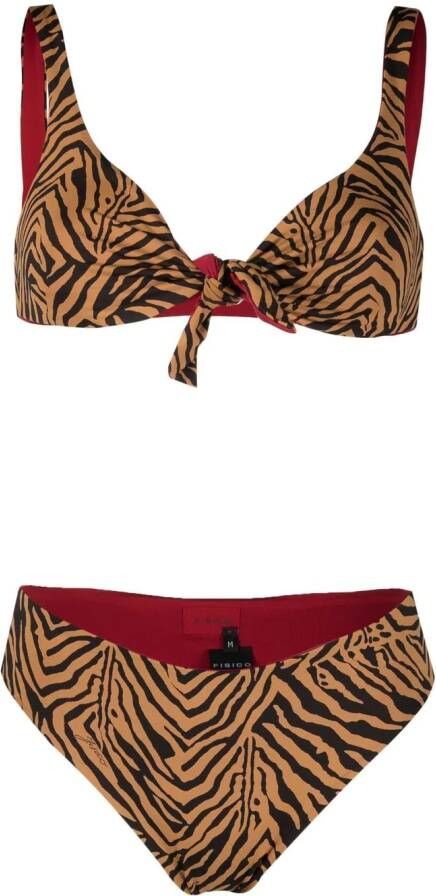 Fisico Bikinislip met tijgerprint Beige