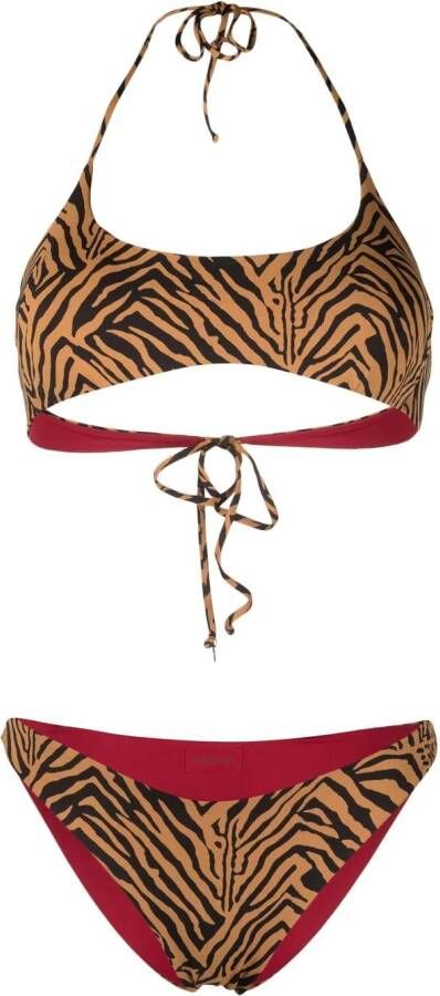 Fisico Bikinitop met dierenprint Beige