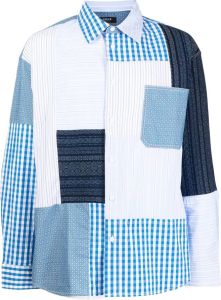 FIVE CM Overhemd met patchwork Blauw