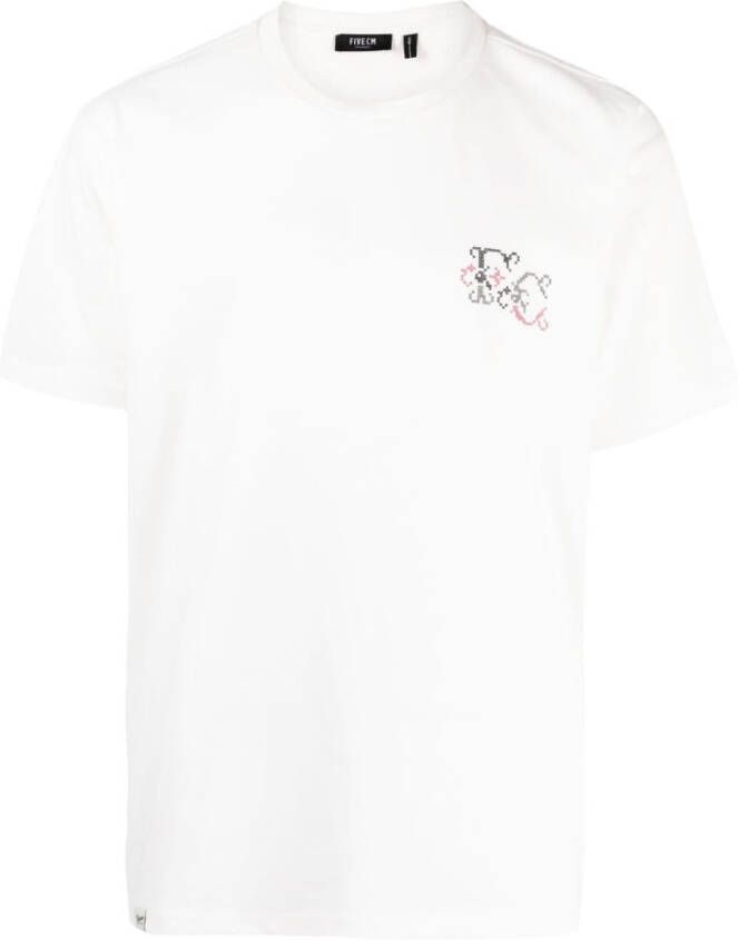 FIVE CM T-shirt met geborduurd logo Wit