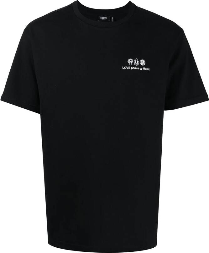 FIVE CM T-shirt met geborduurde tekst Zwart
