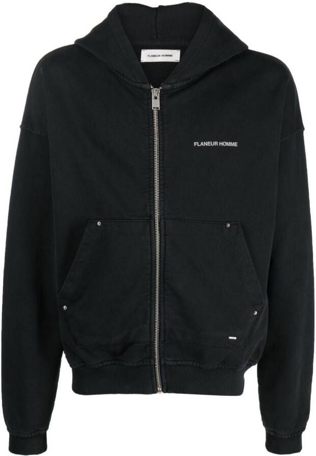 Flaneur Homme Hoodie met logoprint Zwart