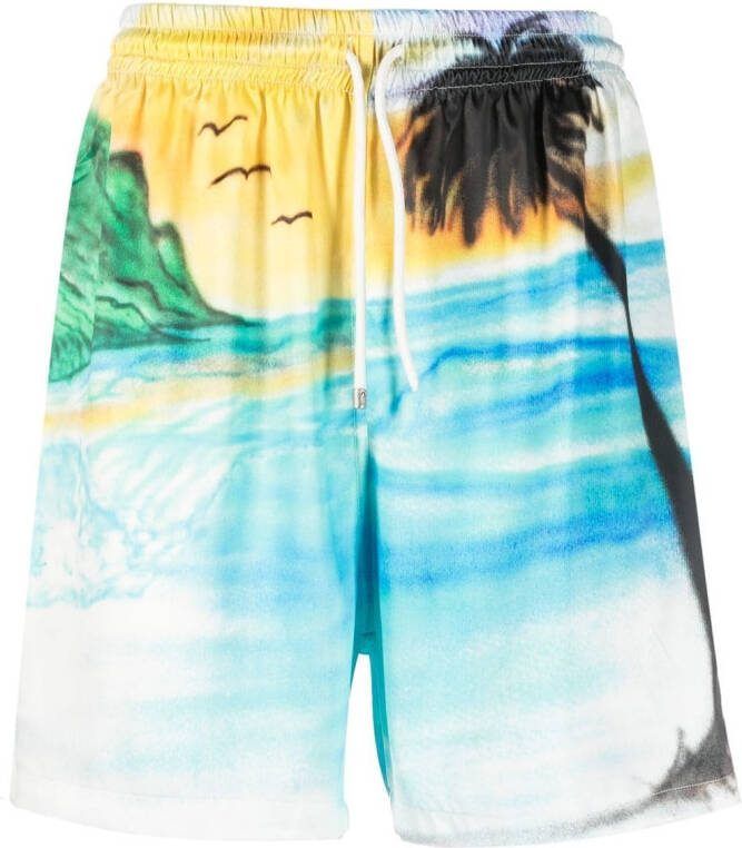 FLÂNEUR Shorts met palmboomprint Wit