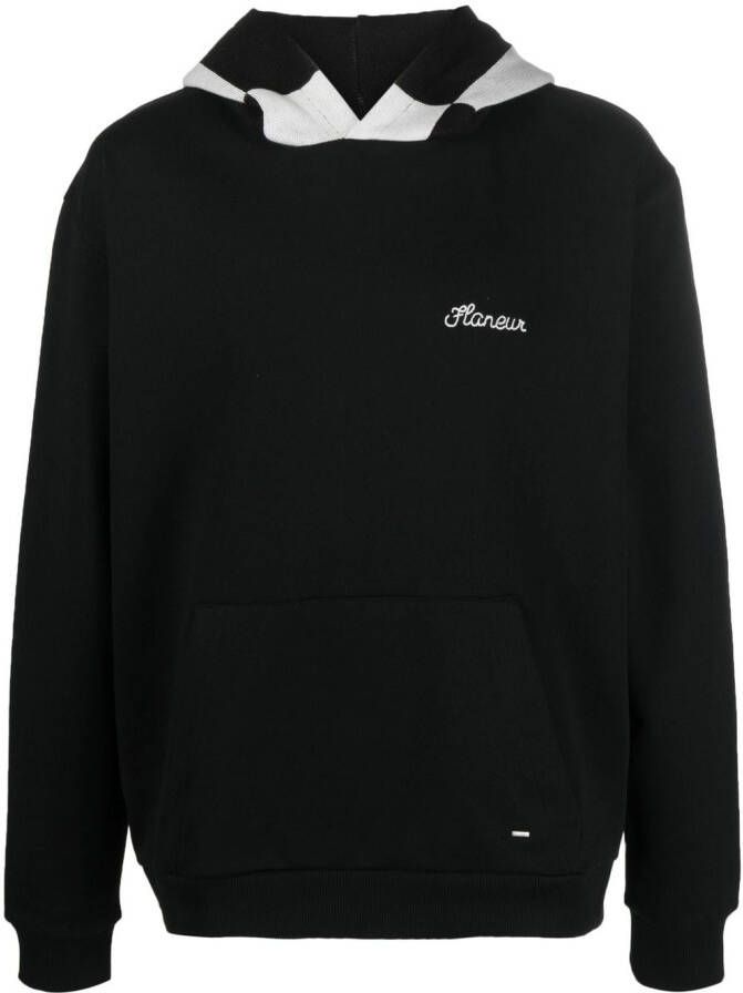 Flaneur Homme Tweekleurige hoodie Zwart