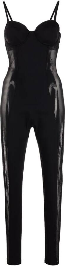 Fleur Du Mal Jumpsuit met mesh Zwart