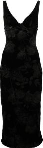 Fleur Du Mal Midi-jurk met bloemenprint Zwart