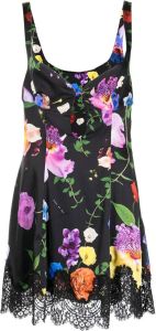 Fleur Du Mal Mini-jurk met bloemenprint Zwart