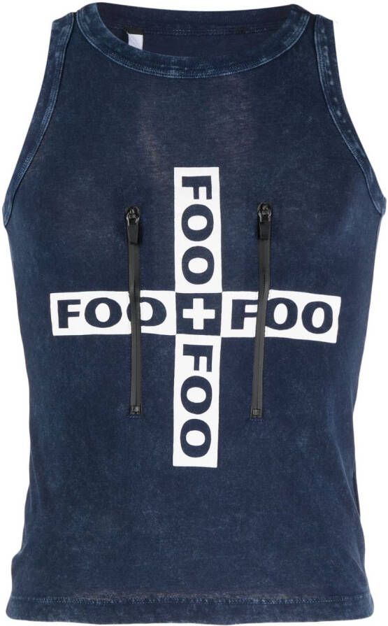 FOO AND FOO Tanktop met geprint logo Blauw