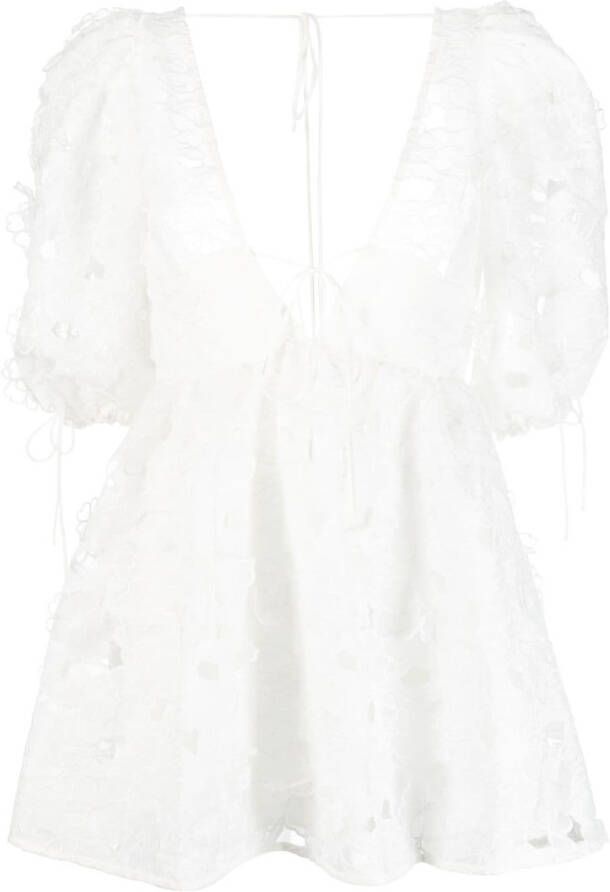 For Love And Lemons Mini-jurk met geborduurde bloemen Wit