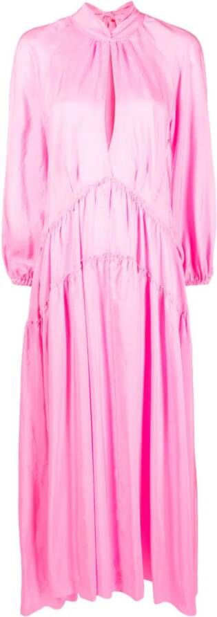 Forte Maxi-jurk met gestrikte hals Roze