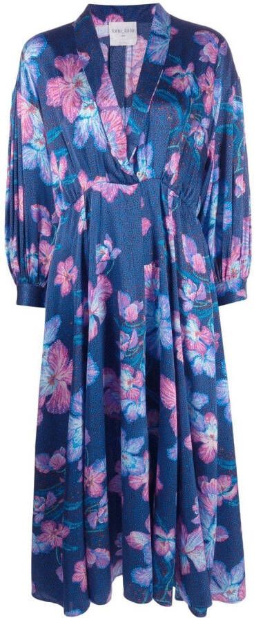 Forte Midi-jurk met bloemenprint Blauw