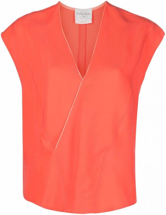 Forte T-shirt met gekruist detail Oranje