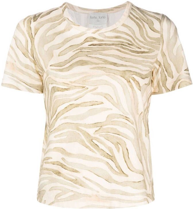 Forte T-shirt met tijgerprint Beige