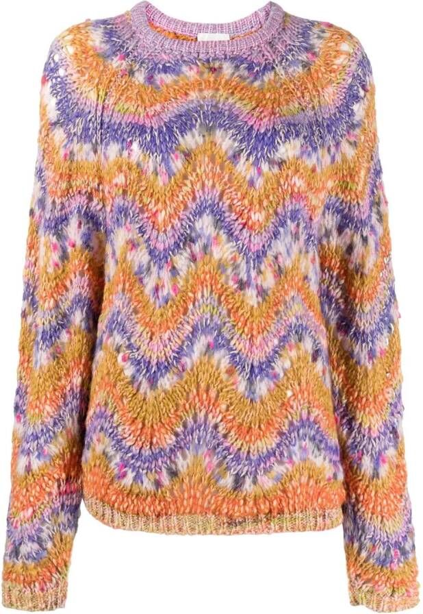 Forte Trui met zigzag patroon Oranje